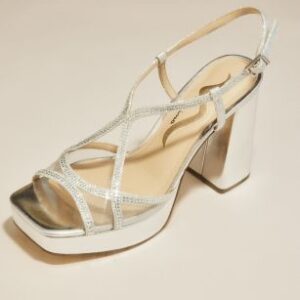 Crisscross Platform Heels in Metallic Mesh | David’s Bridal