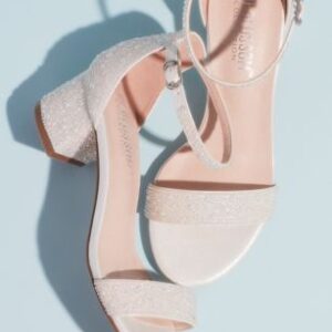 David’s Bridal Iridescent Pearl Low Block Heel Sandals