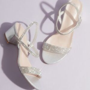 Low-Heel Sandals with Crystal-Embellished Stretch Strap | David’s Bridal