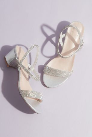 Low-Heel Sandals with Crystal-Embellished Stretch Strap | David’s Bridal