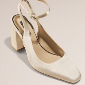 Satin Excessive Block Heel Slingbacks | David’s Bridal