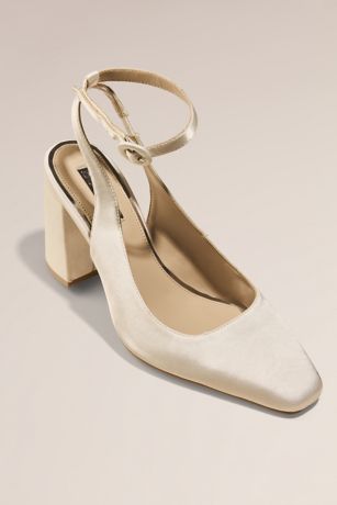 Satin Excessive Block Heel Slingbacks | David’s Bridal