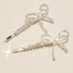 Set of Rhinestone Bow Flower Lady Bobby Pins | David’s Bridal